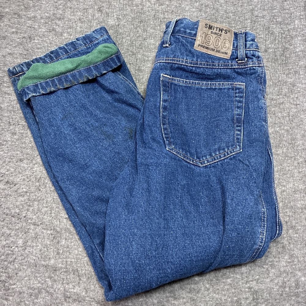 Smith Workwear Insulated  Fleece Lined Dark‎ Denim Jeans Tag 35x30 Actual 30x28